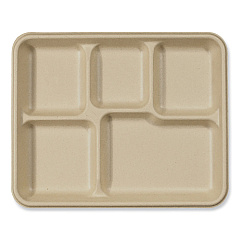 World Centric Fiber Trays, 5-Compartment, 8.5 x 10.24 x 1.01, Natural, Paper, 400/Carton (WORTRSC5CLFS)