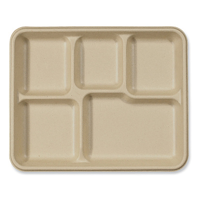 World Centric Fiber Trays, 5-Compartment, 8.5 x 10.24 x 1.01, Natural, Paper, 400/Carton (WORTRSC5CLFS)