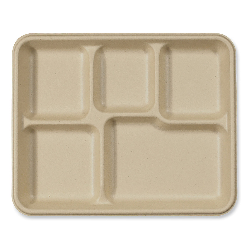World Centric Fiber Trays, 5-Compartment, 8.5 x 10.24 x 1.01, Natural, Paper, 400/Carton (WORTRSC5CLFS)