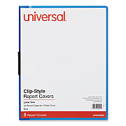 Universal Clip-Style Report Cover, Clip Fastener, 8.5 x 11, Clear/Blue, 5/Pack (UNV20525)