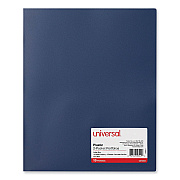 Universal Two-Pocket Plastic Folders, 100-Sheet Capacity, 11 x 8.5, Navy Blue, 10/Pack (UNV20541)