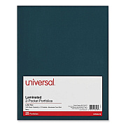 Universal Laminated Two-Pocket Folder, Cardboard Paper, 100-Sheet Capacity, 11 x 8.5, Navy, 25/Box (UNV56418)