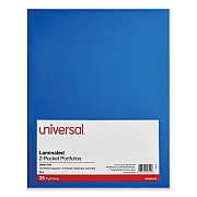 Universal Laminated Two-Pocket Folder, Cardboard Paper, 100-Sheet Capacity, 11 x 8.5, Blue, 25/Box (UNV56419)