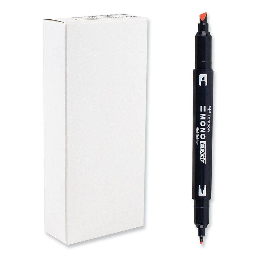 Tombow Mono Edge Highlighters, Red Ink, Chisel/Bullet Tip, Red Barrel, 10/Box (TOM56412)