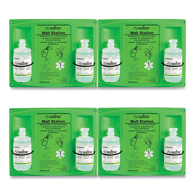 Honeywell Double Bottle Sterile Saline Eye Wash Wall Station, 16 oz Bottles, 2 Bottles/Station, 4 Stations/Carton (FND320004650000)