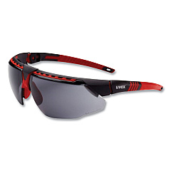 Honeywell Uvex Avatar Safety Glasses, Black/Red Polycarbonate Frame, Gray Polycarbonate Lens (UVXS2861HS)