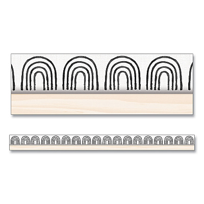 Carson-Dellosa Education Straight Borders, Rainbows, 3" x 3 ft, Black/White/Cream, 12/Pack (CDP108502)