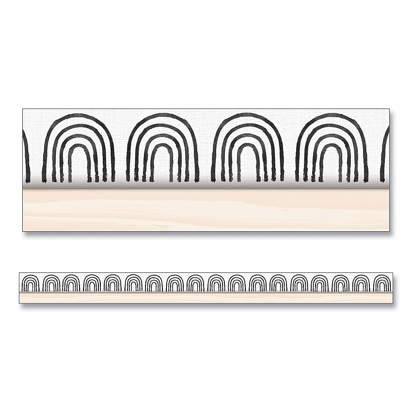 Carson-Dellosa Education Straight Borders, Rainbows, 3" x 3 ft, Black/White/Cream, 12/Pack (CDP108502)
