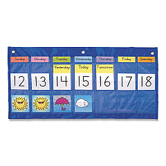 Carson-Dellosa Education Weekly Calendar with Weather, 21 Pockets, 25 x 12.75, Blue (CDP5636)