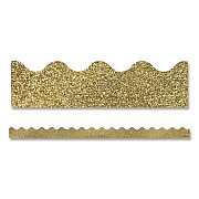 Carson-Dellosa Education Scalloped Borders, 2.25" x 3 ft, Gold Glitter, 13/Pack (CDP108319)