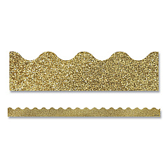 Carson-Dellosa Education Scalloped Borders, 2.25" x 3 ft, Gold Glitter, 13/Pack (CDP108319)