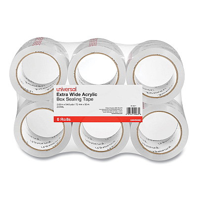 Universal Extra-Wide Moving and Storage Packing Tape, 3" Core, 2.83" x 54.7 yd, Clear, 6/Pack (UNV83000)