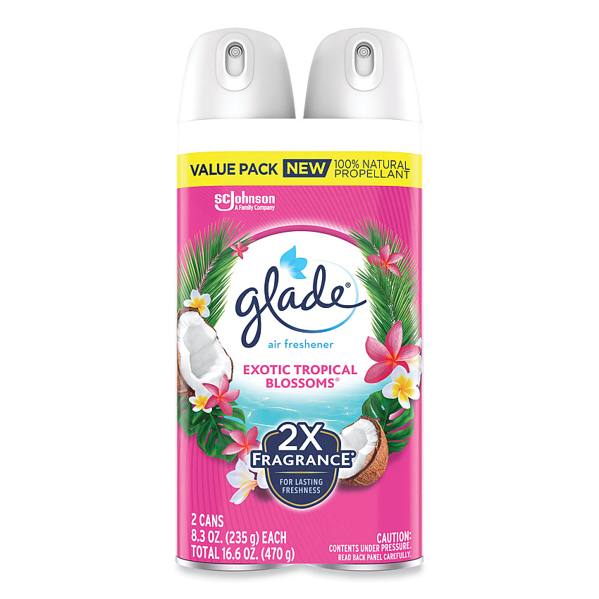 Glade Air Freshener, Tropical Blossoms Scent, 8.3 oz, 2/Pack, 3 Packs/Carton (SJN346580)