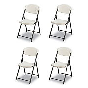 Iceberg Rough n Ready Commercial Folding Chair, Supports Up to 350lb, 18" Seat Height, Platinum Granite Seat/Back, Black Base, 4/Pack (ICE64033)