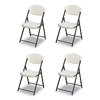 Iceberg Rough n Ready Commercial Folding Chair, Supports Up to 350lb, 18" Seat Height, Platinum Granite Seat/Back, Black Base, 4/Pack (ICE64033)