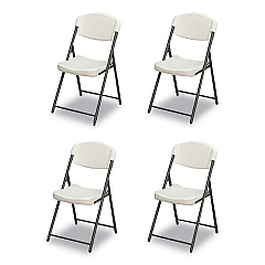 Iceberg Rough n Ready Commercial Folding Chair, Supports Up to 350lb, 18" Seat Height, Platinum Granite Seat/Back, Black Base, 4/Pack (ICE64033)