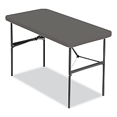 Iceberg IndestrucTable Commercial Folding Table, Rectangular, 48" x 24" x 29", Charcoal Top, Charcoal Base/Legs (ICE65507)