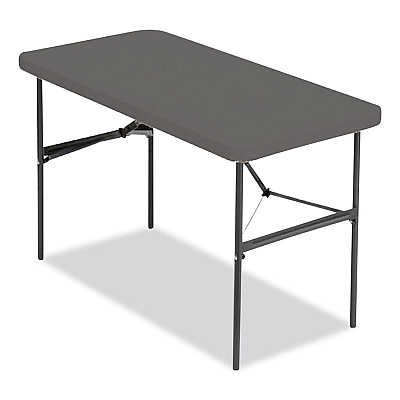 Iceberg IndestrucTable Commercial Folding Table, Rectangular, 48" x 24" x 29", Charcoal Top, Charcoal Base/Legs (ICE65507)