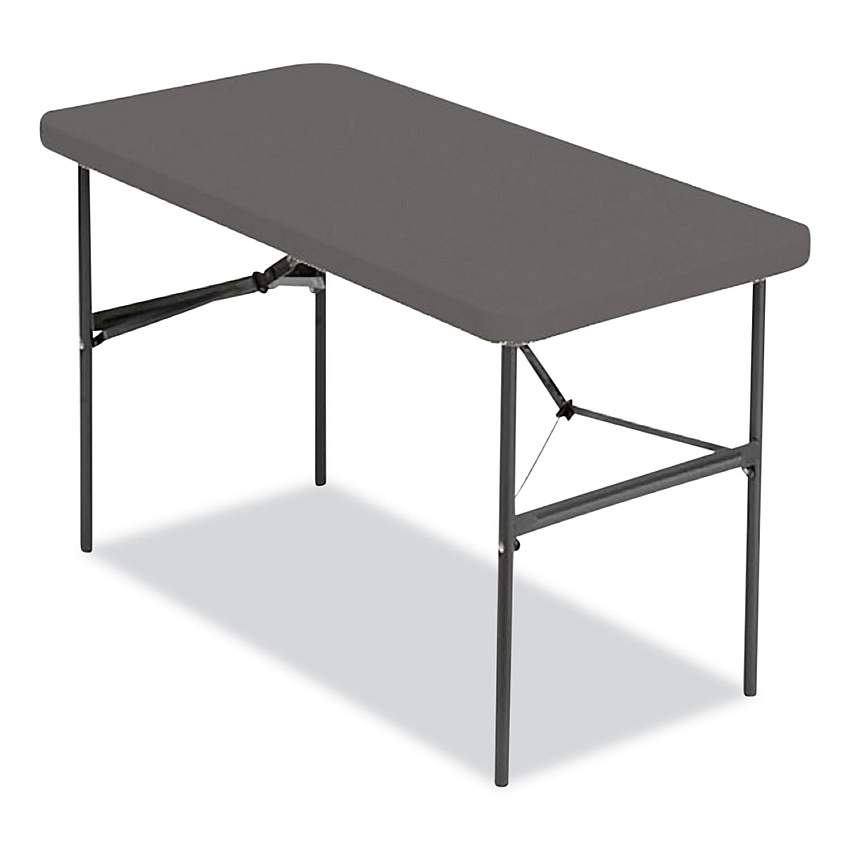 Iceberg IndestrucTable Commercial Folding Table, Rectangular, 48" x 24" x 29", Charcoal Top, Charcoal Base/Legs (ICE65507)