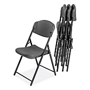 Iceberg Rough n Ready Commercial Folding Chair, Supports Up to 350 lb, 18" Seat Height, Charcoal Seat/Back, Charcoal Base, 4/Pack (ICE64037)