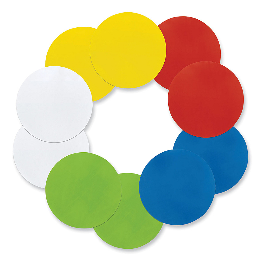 Pacon Self Stick Dry Erase Circles, 10 x 10, Blue/Green/Red/White/Yellow Surfaces, 10/Pack (PAC9012)