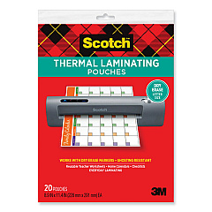 Scotch Laminating Pouches, 3 mil, 8.9 x 11.4, Clear, 20/Pack (MMMTP385420DE)