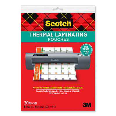 Scotch Laminating Pouches, 3 mil, 8.9 x 11.4, Clear, 20/Pack (MMMTP385420DE)