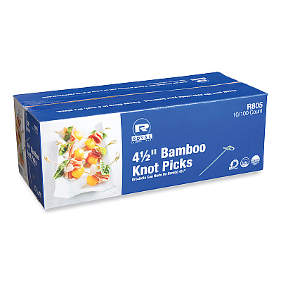 AmerCareRoyal Knotted Bamboo Pick, Natural, 4.5", 100 Pack, 10 Packs/Carton (RPPR805)