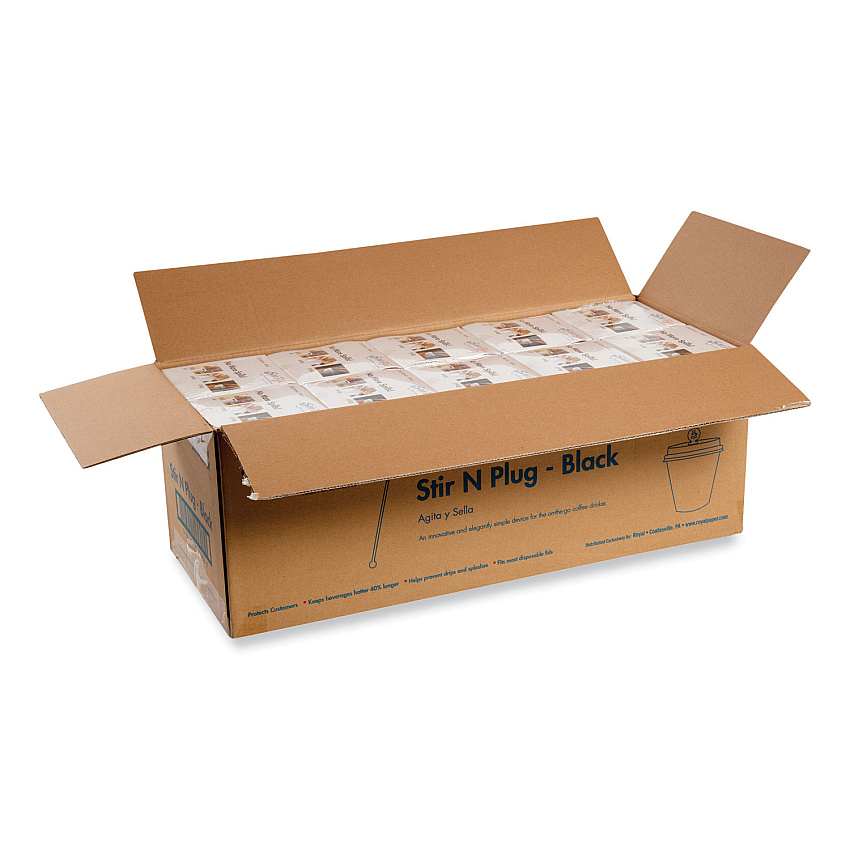 AmerCareRoyal Beverage Plugs, Black, 200/Box, 10 Boxes/Carton (RPPSTRNPLUGBK)