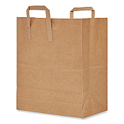AJM Packaging Handle Bag, Natural Kraft Flat Handles, #1/6 BBL Size, 12" x 7" x 17", Brown, 300/Bundle (BAGHB70NP3CLG)
