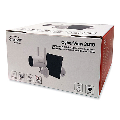 Gyration Cyberview 3010 3MP Smart Wifi Bullet Camera with Solar Panel, 2304 x 1296 Pixels (ADECYBRVIEW3010)