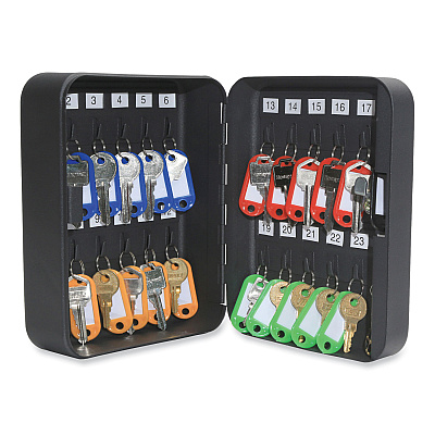 Honeywell 24-Slot Key Box, 6.3 x 2.9 x 7.8, Steel, Black (HWL6105)