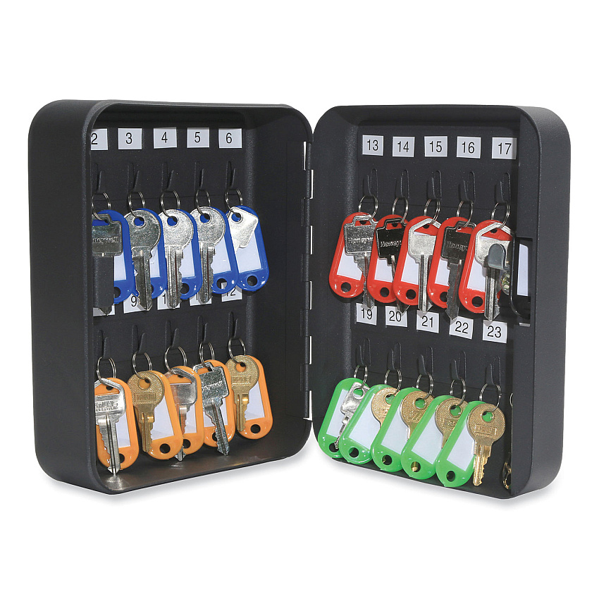 Honeywell 24-Slot Key Box, 6.3 x 2.9 x 7.8, Steel, Black (HWL6105)