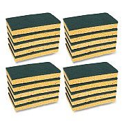 Boardwalk Scrubbing Sponge, Medium Duty, 3.6 x 6.1, 0.75" Thick, Yellow/Green, Individually Wrapped, 20/Carton (BWK174)