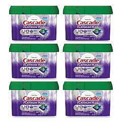 Cascade Platinum Plus ActionPacs Dishwasher Detergent Pods, Fresh Scent, 20.7 oz Tub, 38/Tub, 6/Carton (PGC06157)