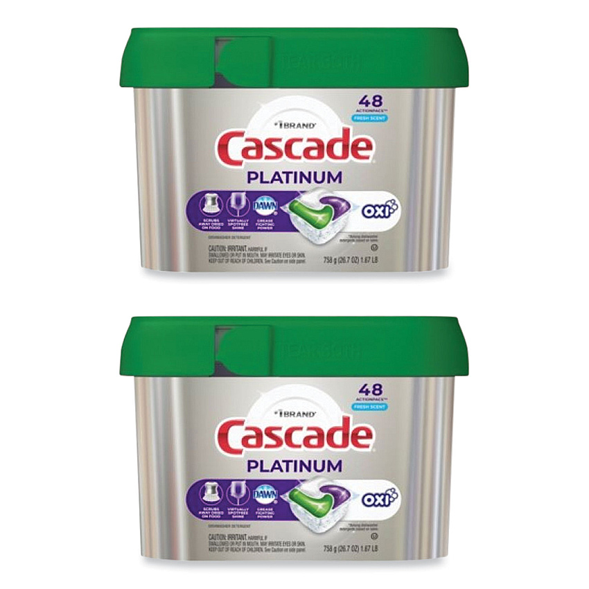 Cascade ActionPacs, Fresh Scent, 26.7 oz Tub, 48/Tub, 3 Tubs/Carton (PGC27425)