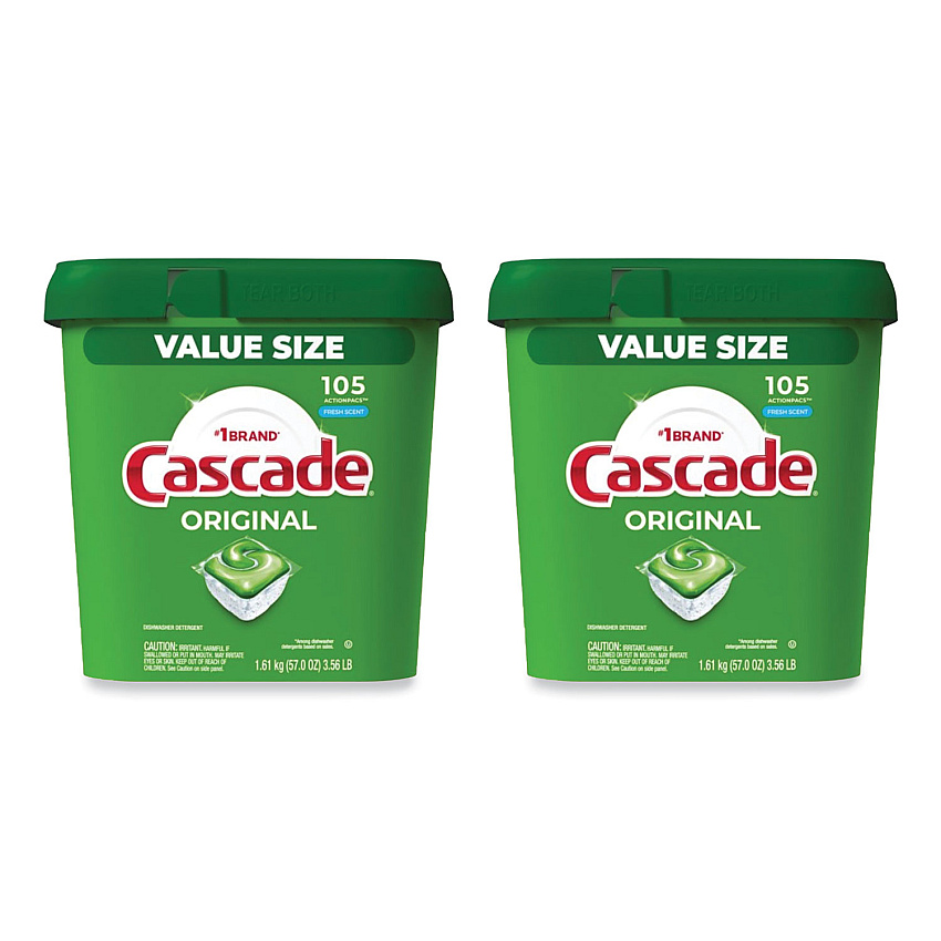 Cascade ActionPacs, Fresh Scent, 57 oz Tub, 105/Tub, 2 Tubs/Carton (PGC28028)