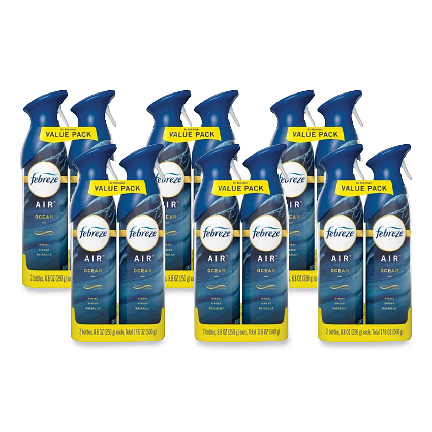 Febreze AIR, Ocean, 17.6 oz Aerosol Spray, 2/Pack, 6 Packs/Carton (PGC48312)