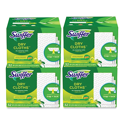 Swiffer Dry Refill Cloths. 8 x 10.4, White, 32 Box, 4 Boxes/Carton (PGC83059)