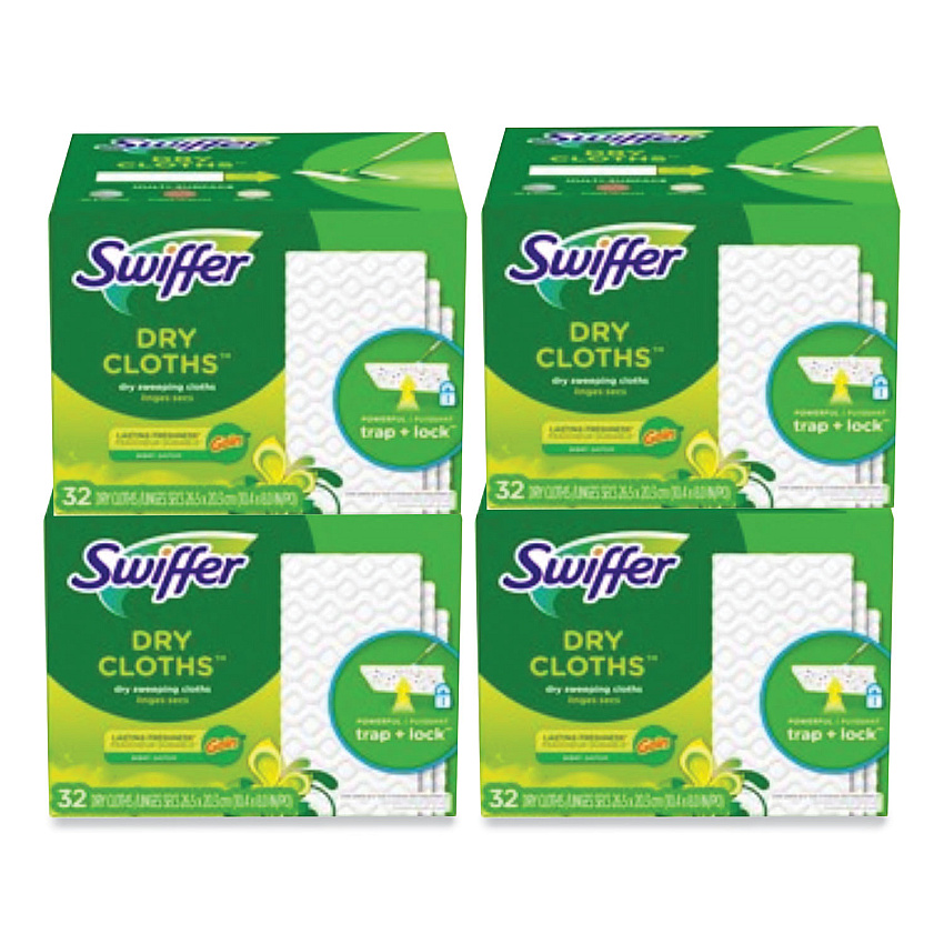Swiffer Dry Refill Cloths. 8 x 10.4, White, 32 Box, 4 Boxes/Carton (PGC83059)