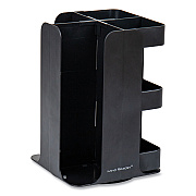 Mind Reader Anchor Collection 8-Compartment Coffee Cup, Lid, and Condiment Carousel Countertop Organizer, 8 x 8 x 12, Black (EMSCUPOSPINBLK)