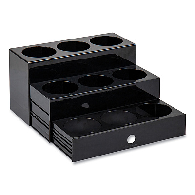 Mind Reader Foundation Collection 9-Compartment Nested Syrup Countertop Bottle Organizer, 12.5 x 5 x 7, Black (EMSSYRUPH9BLK)
