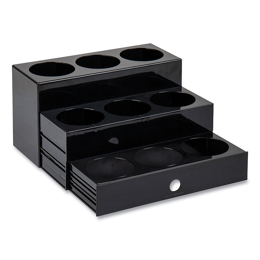 Mind Reader Foundation Collection 9-Compartment Nested Syrup Countertop Bottle Organizer, 12.5 x 5 x 7, Black (EMSSYRUPH9BLK)