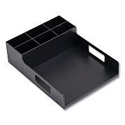 Mind Reader Network Collection Utensil, Napkin and Plate Countertop Organizer, 15.2 x 11.5 x 4.45, Plastic, Black (EMSPSNAPUTBLK)