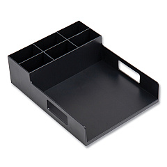 Mind Reader Network Collection Utensil, Napkin and Plate Countertop Organizer, 15.2 x 11.5 x 4.45, Plastic, Black (EMSPSNAPUTBLK)