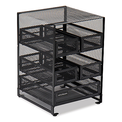 Mind Reader Network Collection 5-Compartment Tea Countertop Organizer, 6.75 x 7 x 10, Black (EMSMMTDR5BLK)