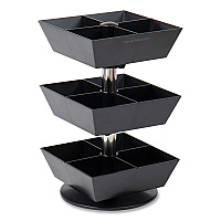 Mind Reader Anchor Collection 3-Tier 12-Compartment Tea and Condiment Carousel Countertop Organizer, 6.75 x 6.75 x 11.5, Black (EMSTEASWIV3TBLK)
