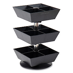 Mind Reader Anchor Collection 3-Tier 12-Compartment Tea and Condiment Carousel Countertop Organizer, 6.75 x 6.75 x 11.5, Black (EMSTEASWIV3TBLK)