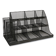 Mind Reader Network Collection 14-Compartment Coffee Cup and Condiment Countertop Organizer, 11.61 x 23.9 x 12.76, Black (EMSCMG2MESHBLK)
