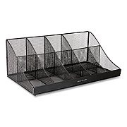 Mind Reader Network Collection 11-Compartment Coffee Cup and Condiment Countertop Organizer, 9.5 x 17.88 x 6.63, Black (EMSCOMORGMESHBL)